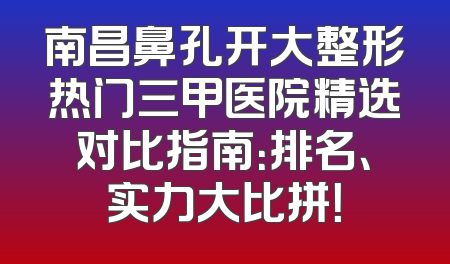 南昌鼻孔开大整形热门三甲医院精选对比指南：排名、实力大比拼！