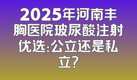 2025年河南丰胸医院玻尿酸注射优选：公立还是私立？