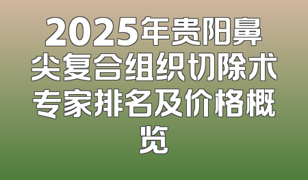 2025年贵阳鼻尖复合组织切除术专家排名及价格概览