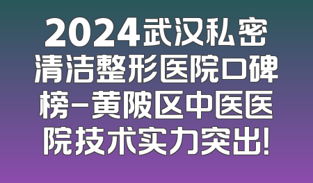 2024武汉私密清洁整形医院口碑榜-黄陂区中医医院技术实力突出！