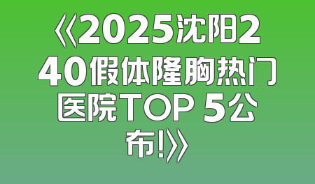 《2025沈阳240假体隆胸热门医院TOP 5公布！》
