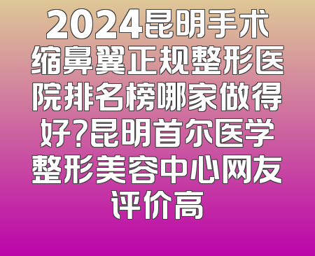 2024昆明手术缩鼻翼正规整形医院排名榜哪家做得好？昆明首尔医学整形美容中心网友评价高