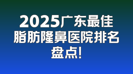 2025广东最佳脂肪隆鼻医院排名盘点！