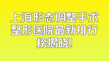 上海形态调整手术整形医院最新排行榜揭晓！