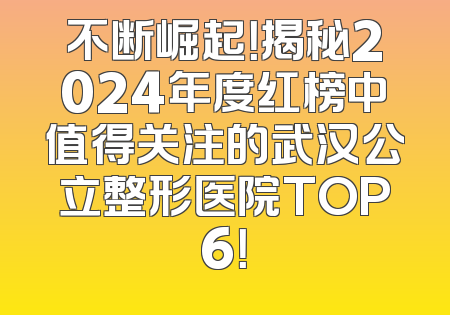 不断崛起！揭秘2024年度红榜中值得关注的武汉公立整形医院TOP6！
