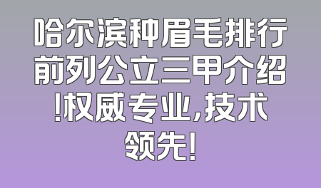 哈尔滨种眉毛排行前列公立三甲介绍！权威专业，技术领先！