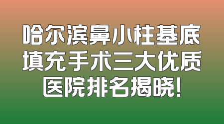 哈尔滨鼻小柱基底填充手术三大优质医院排名揭晓！