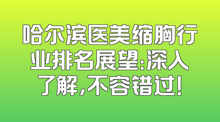 哈尔滨医美缩胸行业排名展望：深入了解，不容错过！