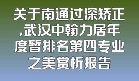 关于南通过深矫正，武汉中翰力居年度暂排名第四专业之美赏析报告