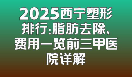 2025西宁塑形排行：脂肪去除、费用一览前三甲医院详解