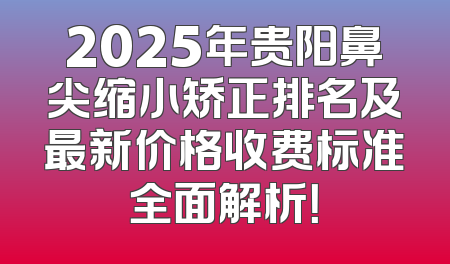 2025年贵阳鼻尖缩小矫正排名及最新价格收费标准全面解析！