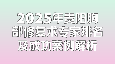2025年贵阳胸部修复术专家排名及成功案例解析