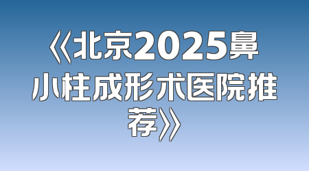 《北京2025鼻小柱成形术医院推荐》