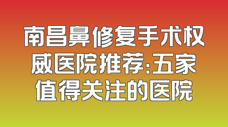 南昌鼻修复手术权威医院推荐：五家值得关注的医院