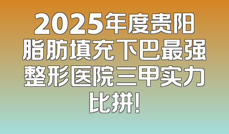 2025年度贵阳脂肪填充下巴最强整形医院三甲实力比拼！