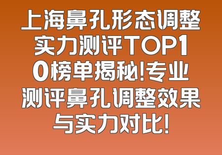 上海鼻孔形态调整实力测评TOP10榜单揭秘！专业测评鼻孔调整效果与实力对比！