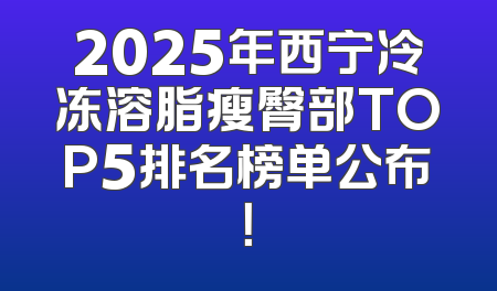 2025年西宁冷冻溶脂瘦臀部TOP5排名榜单公布！