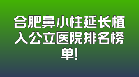 合肥鼻小柱延长植入公立医院排名榜单！