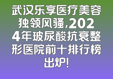 武汉乐享医疗美容独领风骚，2024年玻尿酸抗衰整形医院前十排行榜出炉！