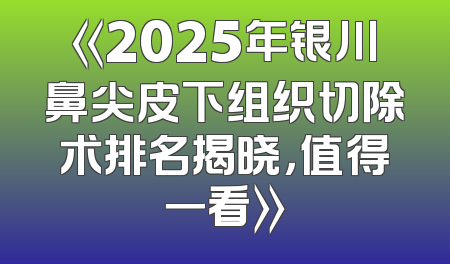 《2025年银川鼻尖皮下组织切除术排名揭晓，值得一看》