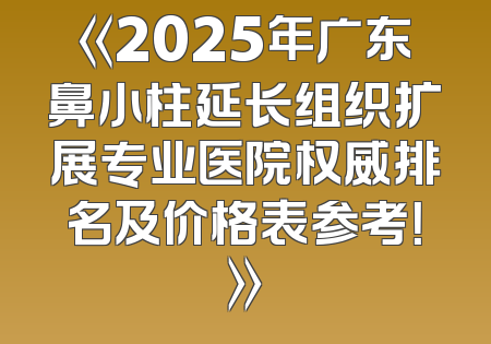 《2025年广东鼻小柱延长组织扩展专业医院权威排名及价格表参考！》