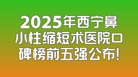 2025年西宁鼻小柱缩短术医院口碑榜前五强公布！