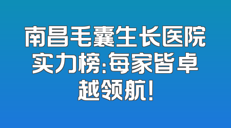 南昌毛囊生长医院实力榜：每家皆卓越领航！