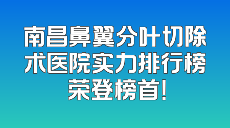 南昌鼻翼分叶切除术医院实力排行榜 荣登榜首！