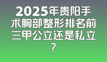 2025年贵阳手术胸部整形排名前三甲公立还是私立？