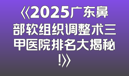 《2025广东鼻部软组织调整术三甲医院排名大揭秘！》