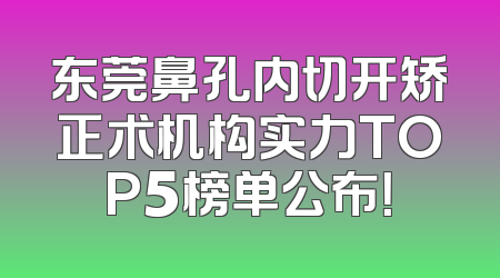 东莞鼻孔内切开矫正术机构实力TOP5榜单公布！