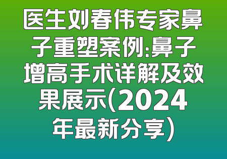 医生刘春伟专家鼻子重塑案例：鼻子增高手术详解及效果展示（2024年最新分享）