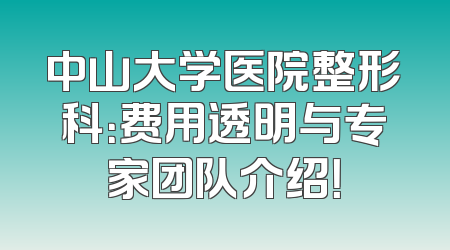 中山大学医院整形科：费用透明与专家团队介绍！