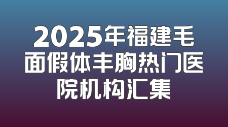 2025年福建毛面假体丰胸热门医院机构汇集