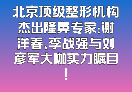 北京顶级整形机构杰出隆鼻专家：谢洋春、李战强与刘彦军大咖实力瞩目！