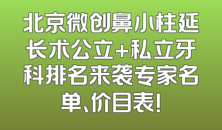 北京微创鼻小柱延长术公立+私立牙科排名来袭专家名单、价目表!
