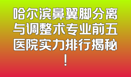 哈尔滨鼻翼脚分离与调整术专业前五医院实力排行揭秘！