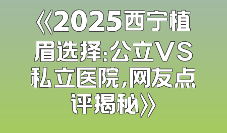 《2025西宁植眉选择：公立VS私立医院，网友点评揭秘》