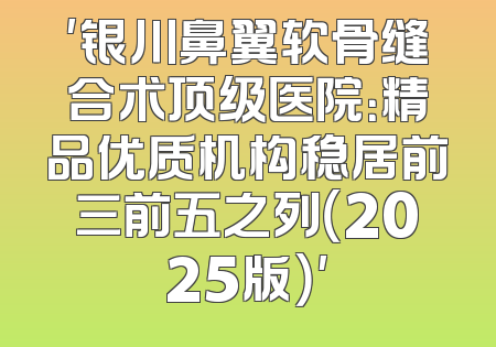 '银川鼻翼软骨缝合术顶级医院：精品优质机构稳居前三前五之列（2025版）'