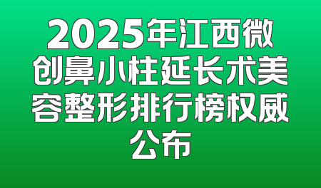 2025年江西微创鼻小柱延长术美容整形排行榜权威公布