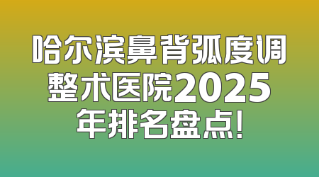 哈尔滨鼻背弧度调整术医院2025年排名盘点！