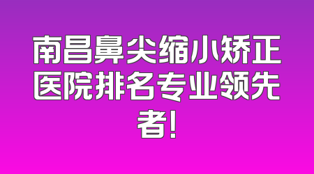 南昌鼻尖缩小矫正医院排名专业领先者！