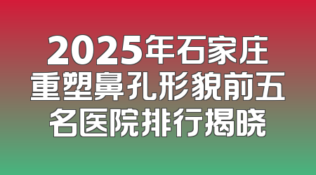2025年石家庄重塑鼻孔形貌前五名医院排行揭晓
