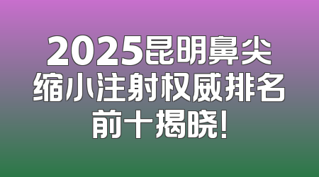 2025昆明鼻尖缩小注射权威排名前十揭晓！