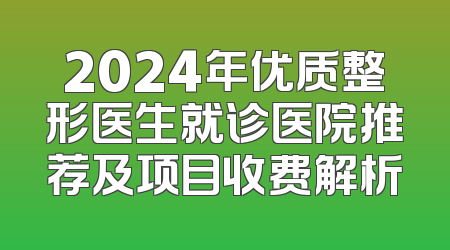 2024年优质整形医生就诊医院推荐及项目收费解析