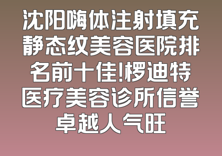 沈阳嗨体注射填充静态纹美容医院排名前十佳！椤迪特医疗美容诊所信誉卓越人气旺