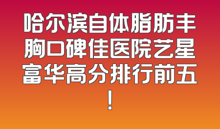 哈尔滨自体脂肪丰胸口碑佳医院艺星富华高分排行前五！