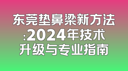 东莞垫鼻梁新方法：2024年技术升级与专业指南