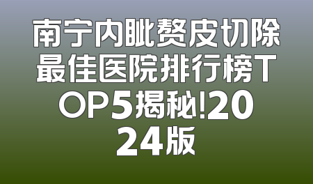 南宁内眦赘皮切除最佳医院排行榜TOP5揭秘！2024版