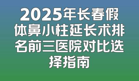 2025年长春假体鼻小柱延长术排名前三医院对比选择指南
